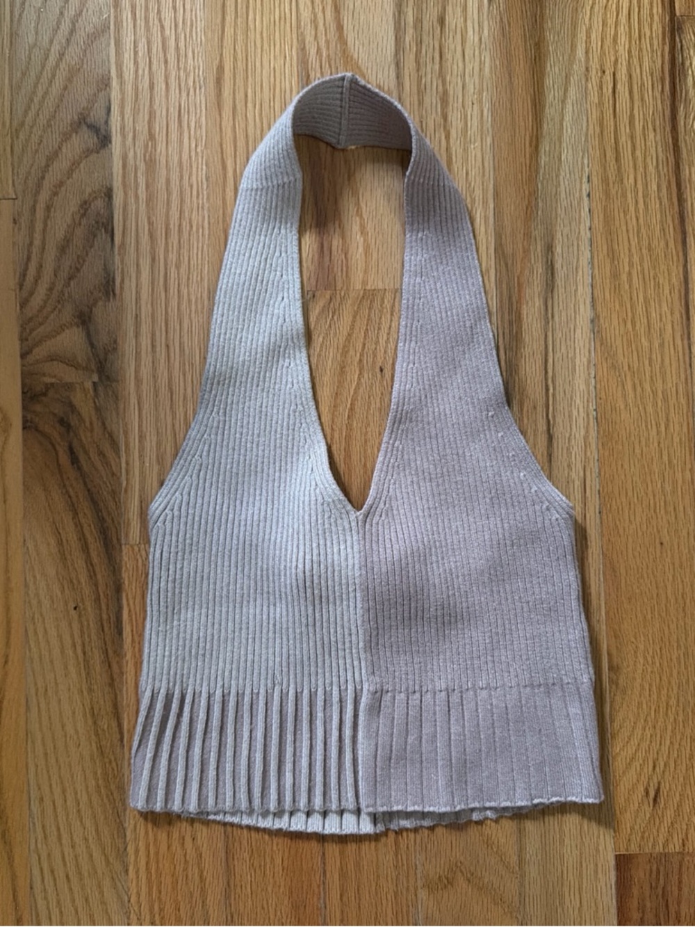 La Hearts Ribbed Halter Top in Light Taupe